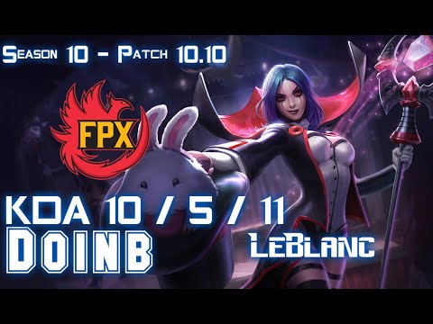 FPX Doinb LEBLANC vs ZOE Mid - Patch 10.10 KR Ranked