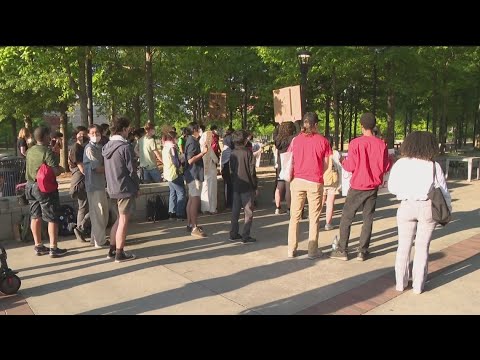 Dozens of Georgia Tech students gather to protest against the war in Gaza