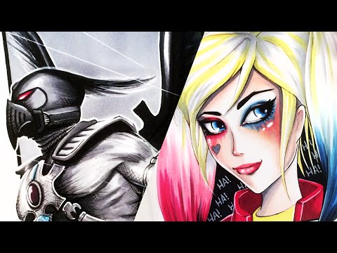Drawing Baharroth and Harley Quinn - 2 Drawings in One Video!