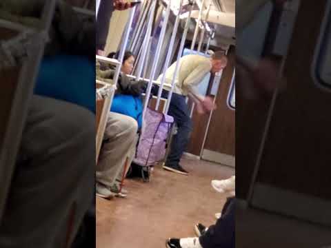 Meth head on drugs on Boston Mbta orange line train