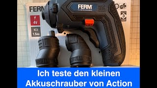 #action ich teste den kleinen Akkuschrauber von Ferm mit Winkel und Exenteraufsatz