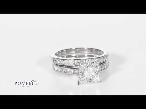 Princess Cut Framed Diamond Engagement Wedding Ring Set in White Gold by Pompeii3