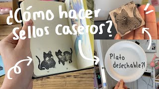🌸 ¿Cómo hacer sellos caseros? CON PLATOS DESECHABLES?! • Gatitoooos!! 🌸