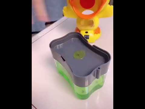 Plastic manual soap pump dispenser and sponge holder, for pe...