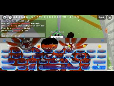 rolling a blox fruit with my new friend Luffy