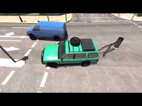 BeamNG drive - Chained Cars against Bollard🔥🔥