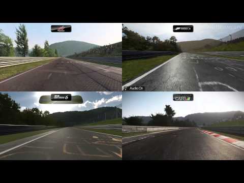 Nordschleife Comparison - Assetto vs Forza 5 vs GT6 vs Project CARS [4k]