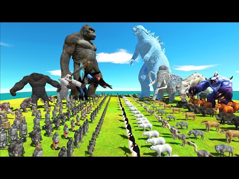 King Kong War - King Kong Family VS Team Godzilla Ice - Animal Revolt Battle Simulator