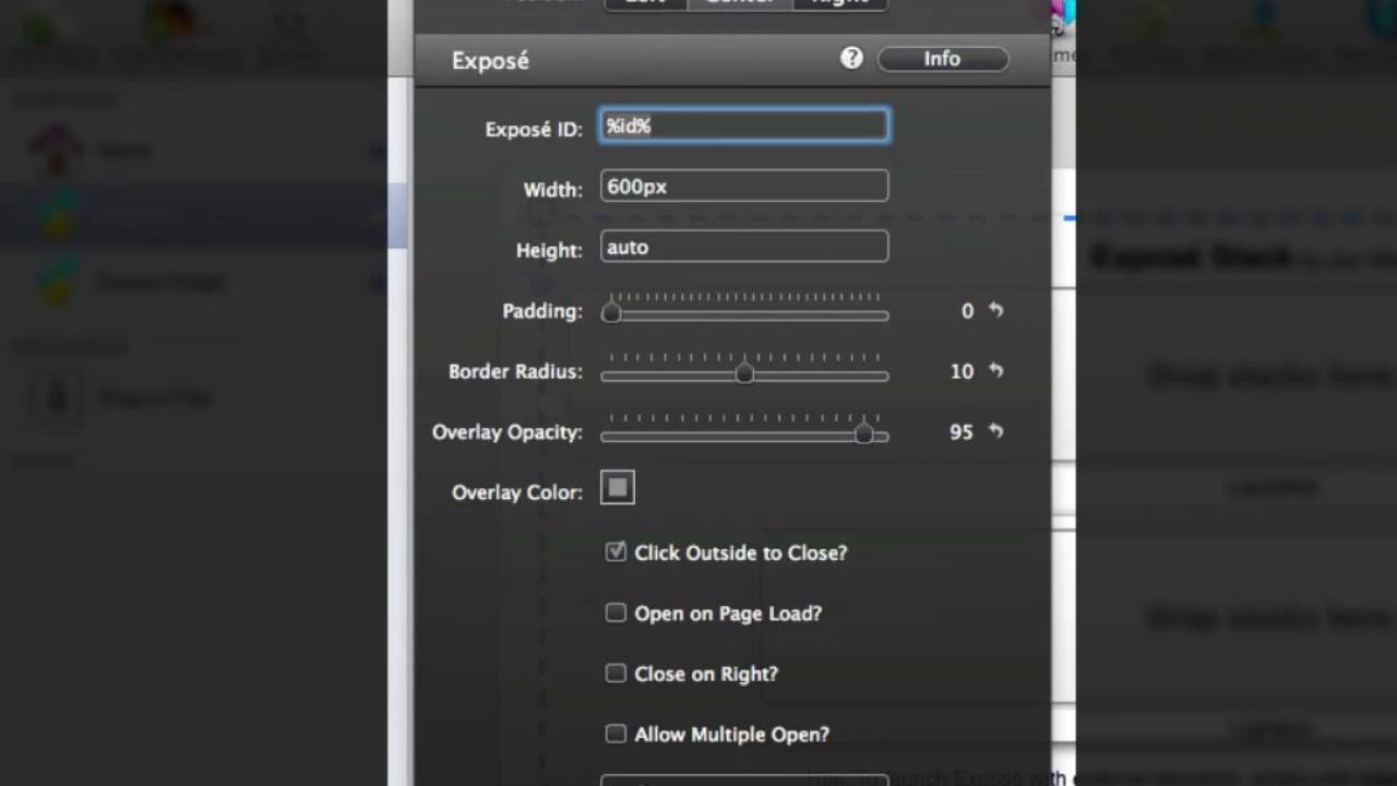 Exposé Stacks for RapidWeaver