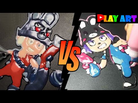 Pancake art Brawl Stars Dark Bunny Penny vs Bunny Penny, 팬케이크아트 브롤스타즈 검은토끼 페니, 토끼페니