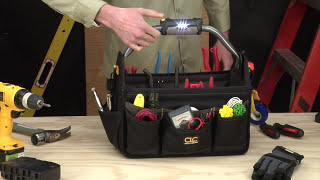 CLC Tech Gear Lighted Bar Handle 22-Pocket 15" Open Top Tool Carrier