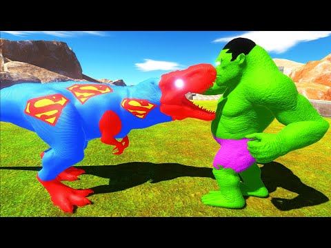 SUPERMAN T-REX vs HULK GORO DEATH RUN DRAGONLAND - Animal Revolt Battle Simulator