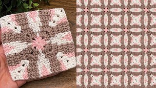 Amazing crochet granny square blanket pattern🤩