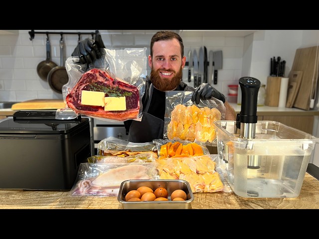 Vídeo relacionado con Sous Vide Roner Cocina Baja Temperatura, 1000W, Pantalla LCD táctil, Temporizador, Cocinero Circulador, Máquina de Cocción al Vacío de Acero Inoxidable, Recetario