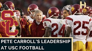 Pete Carroll's coaching style at USC, living his core principles as a leader, valuing relationships