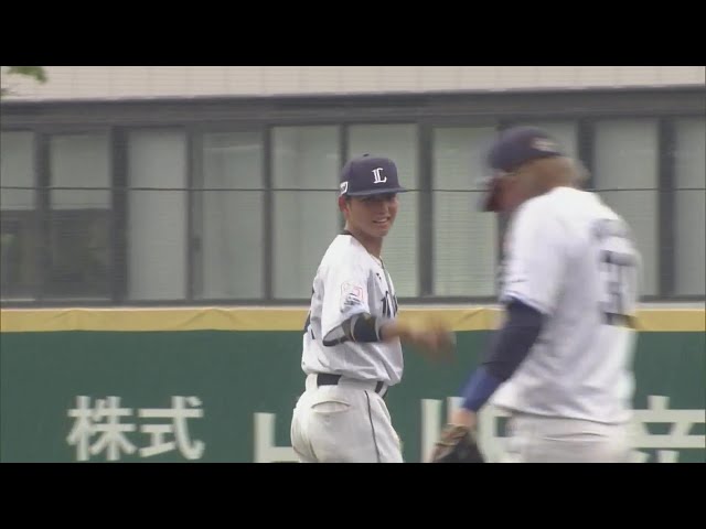 【ファーム】ライオンズ・金子功児 逆シングルで捕球からのジャンピングスローでアウトを奪う!!  2024年7月4日 埼玉西武ライオンズ 対 北海道日本ハムファイターズ