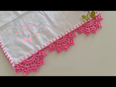 Easy crochet edging on dishcloth #712 step by step