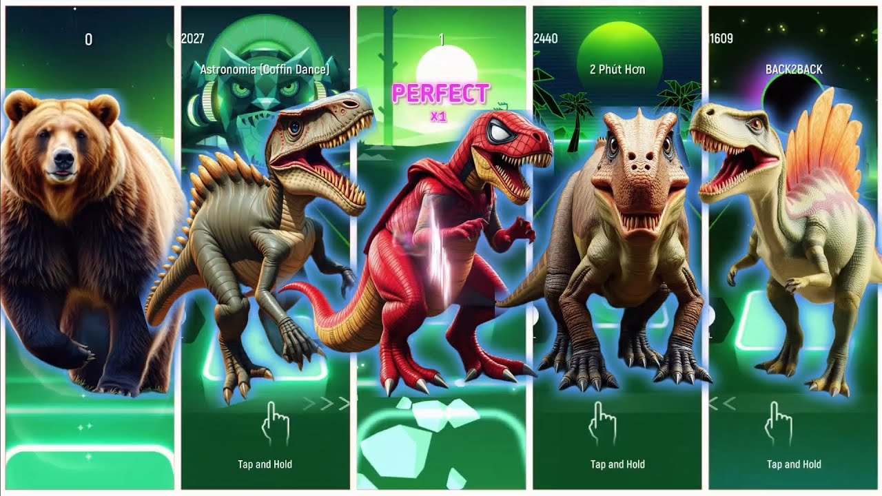 The Bear🆚The Indoraptor🆚The T-Rex Spiderman🆚The Allosaurus🆚 JurassicWorld Spinosaurus
