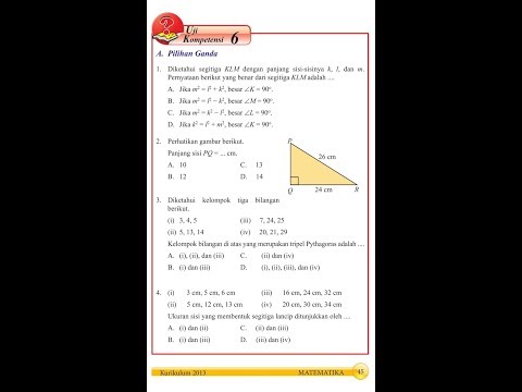 Kelas 8 - Teorema Pythagoras - Uji Kompetensi 6 - PG
