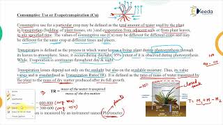 Consumptive Use of Water - Water Requirement of Crops - Water Resource Engineering 1