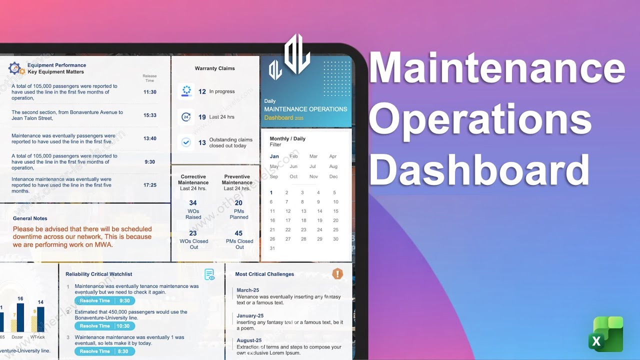 The #1 Excel Dashboard You Need for EASY Maintenance Operations