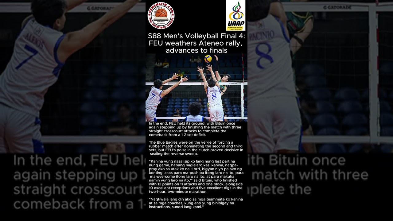 UAAP Men's Volleyball: FEU enters  Finals after shooting down Ateneo in 5 sets