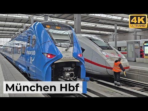 München Hbf 25.05.2025 - ICE, RJX, EC und Regionalverkehr bei Regenwetter