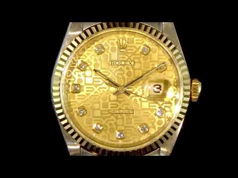 Men's 18k Yellow Gold/Stainless Steel Rolex Datejust Automatic Wristwatch with Diamond Dial