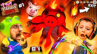PIGGY HUNT #1 It's AMONG US but a Psycho Pig Hunts You While You do Tasks! (FGTeeV Escape Gameplay)