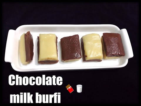 Two Layer Chocolate Burfi - Milk Chocolate Layered Barfi Recipe