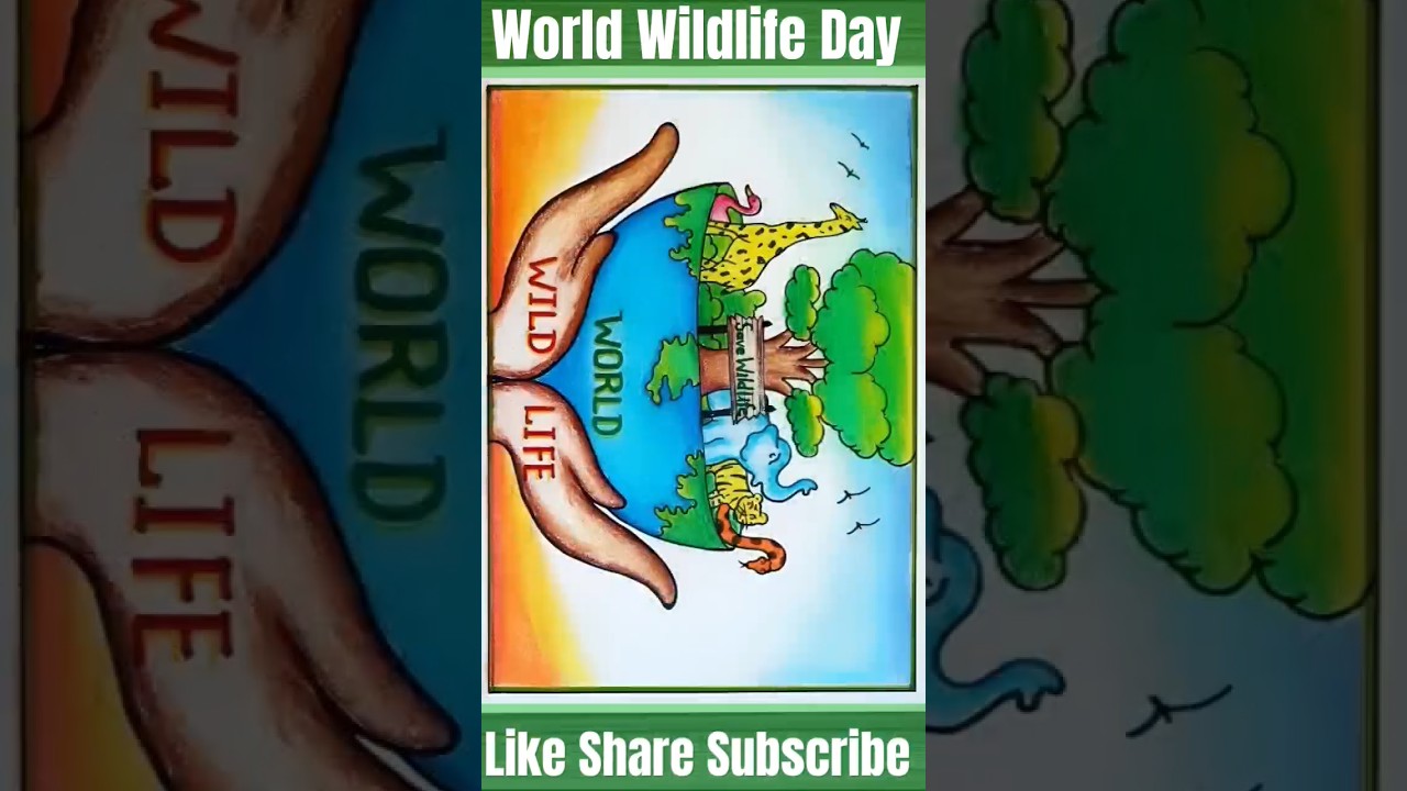 World Wildlife Day Drawing | poster of world wildlife day #shorts #short #viral #youtubeshorts