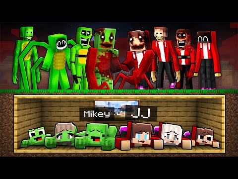 JJ and Mikey Family Build Bunker vs Scary Monsters Apocalypse in Minecraft Maizen!