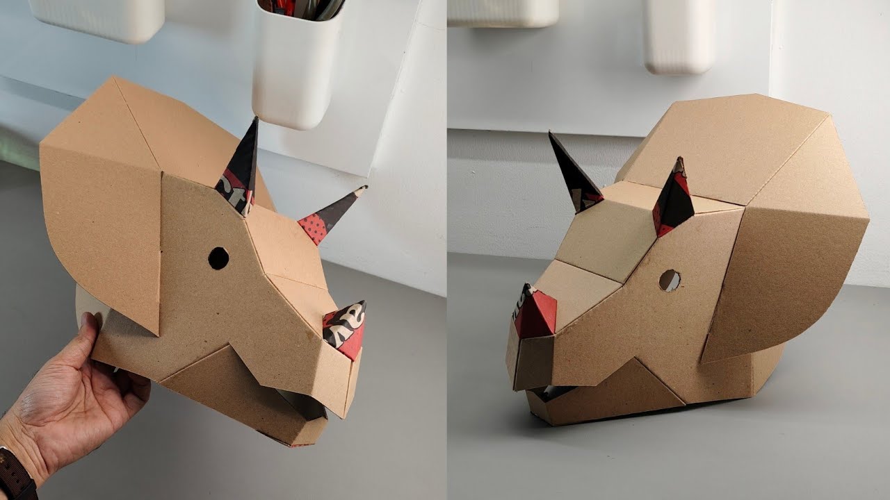 Triceratops Dino Helmet Cardboard Template – DIY Costume and Festivals Pattern (PDF, SVG, Resizeable) – Craft No. 3456 Video Walkthrough