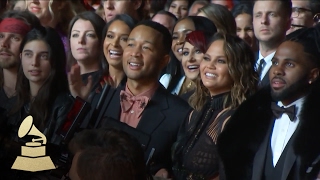 Chrissy Teigen Reacts to Bruno Mars Performance | Audience Cam | 59th GRAMMYs