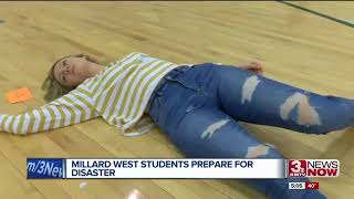 Millard West students prepare for a disaster