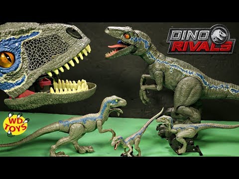 New Jurassic World Dino Rivals Savage Strike Velociraptor Blue Unboxing Fallen Kingdom Raptor Set