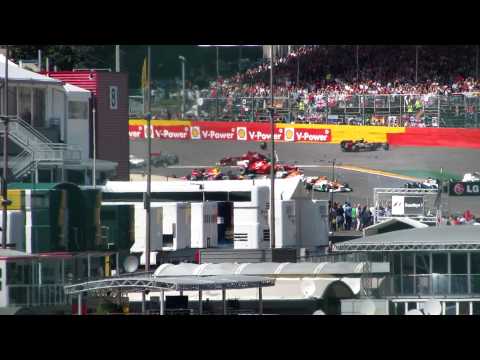 F1 2012 Belgian Grand Prix start crash (Spectator video)