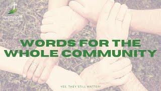 Words for the whole community. Exodus 20.