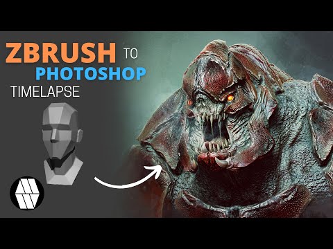 Zbrush to Photoshop Timelapse - Monster Bust Concept