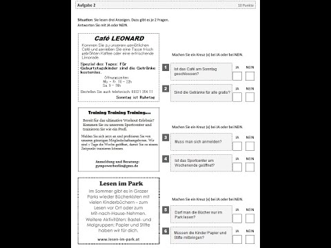 ÖSD A1│ LESEN Nr.13 │ AUFGABE 2 │ NEUES BEISPIEL │ READING NEW PREPARATION