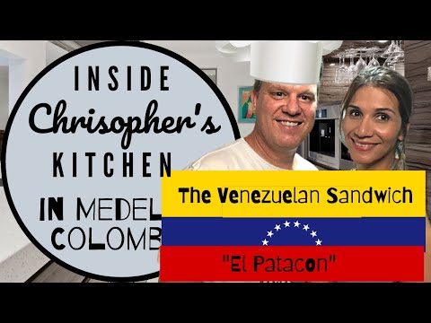 Making the Venezuelan sandwich "El Patacon."