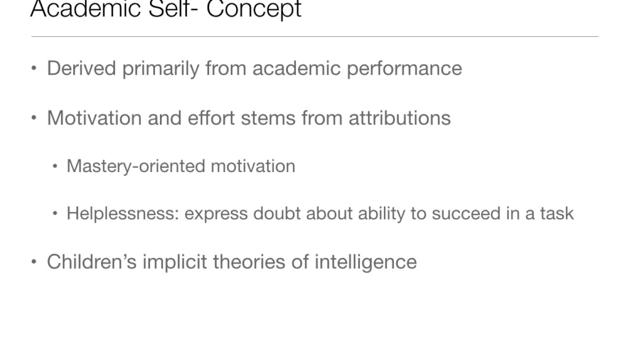 Developmental: 12.2 Self Esteem and Academic Self Concept