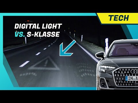 So funktioniert Digital Light im Audi A8: Nachtfahrt mit Projektionen & Vergleich S-Klasse & Golf!