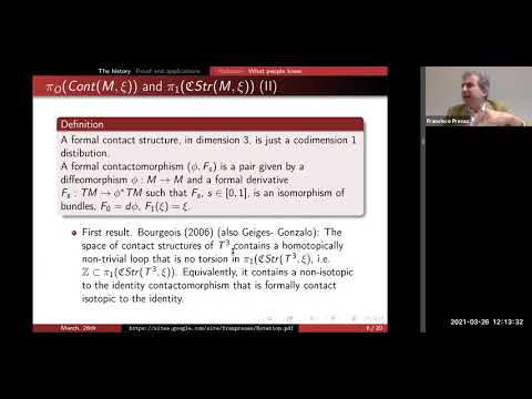 Francisco Presas - The homotopy type of the contactomorphism group of a contact $3$-fold