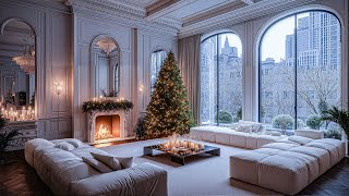 Soft Jazz Rhythm And Cozy Fireplace On A Snowy Day - Relaxing Jazz For A Christmas Apartment