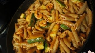 Basil, Shrimp and Zucchini Pasta ~ Simple Healthy Meal