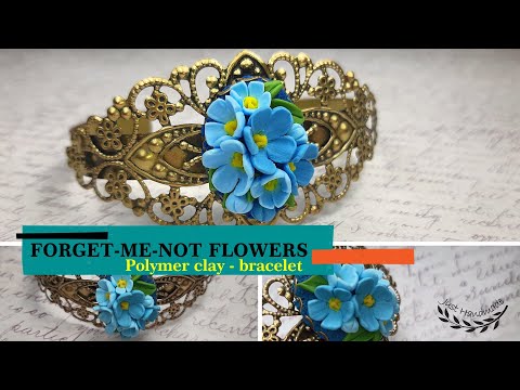 ~JustHandmade~ How to make polymer clay (fimo) forget - me - not flowers - bracelet - tutorial