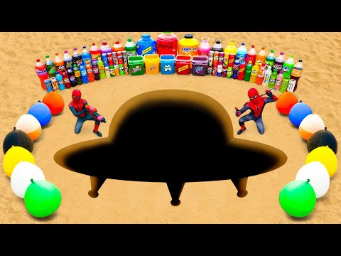 Big Toothpaste Eruption from Flying Saucer pit, Orbeez, Balloons of Soda, Fanta, Coca Cola vs Mentos