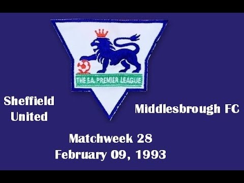 FA Premier League. Season 1992-93. Matchweek 28. Sheffield United - Middlesbrough - 2:0. Highlights.