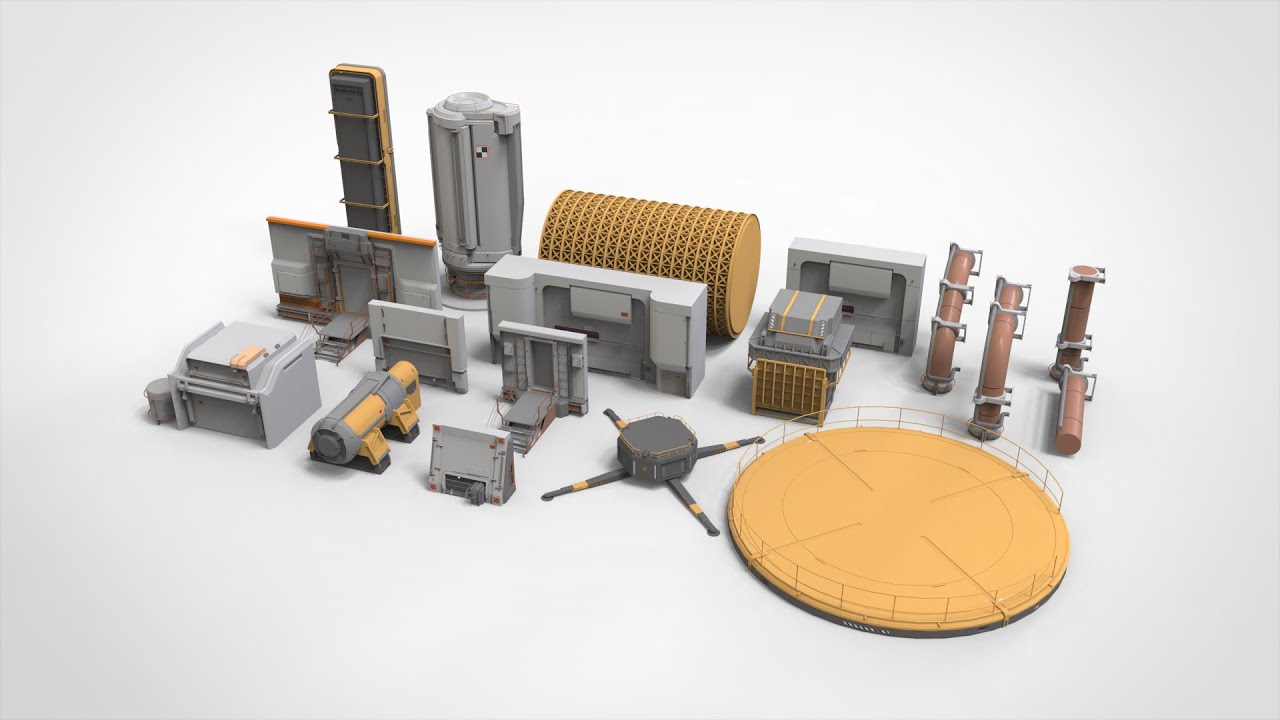 Sci-fi architecture kitbash 26 3D Model